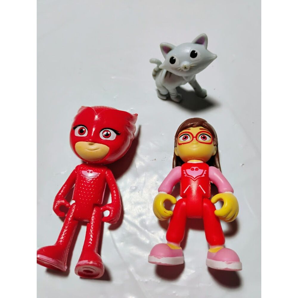 Lot of 3 PJ Masks Figures Hero's Neon Super Speed Owlette Amaya & Alley Cat